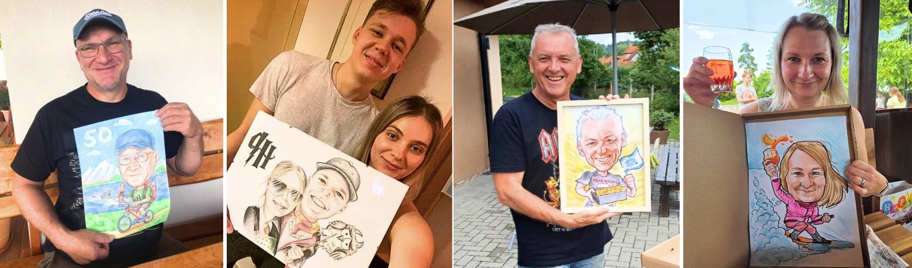 Dárkový poukaz na jedinečnou ručně malovanou karikaturu na míru – ukázka – Darujpoukaz.cz